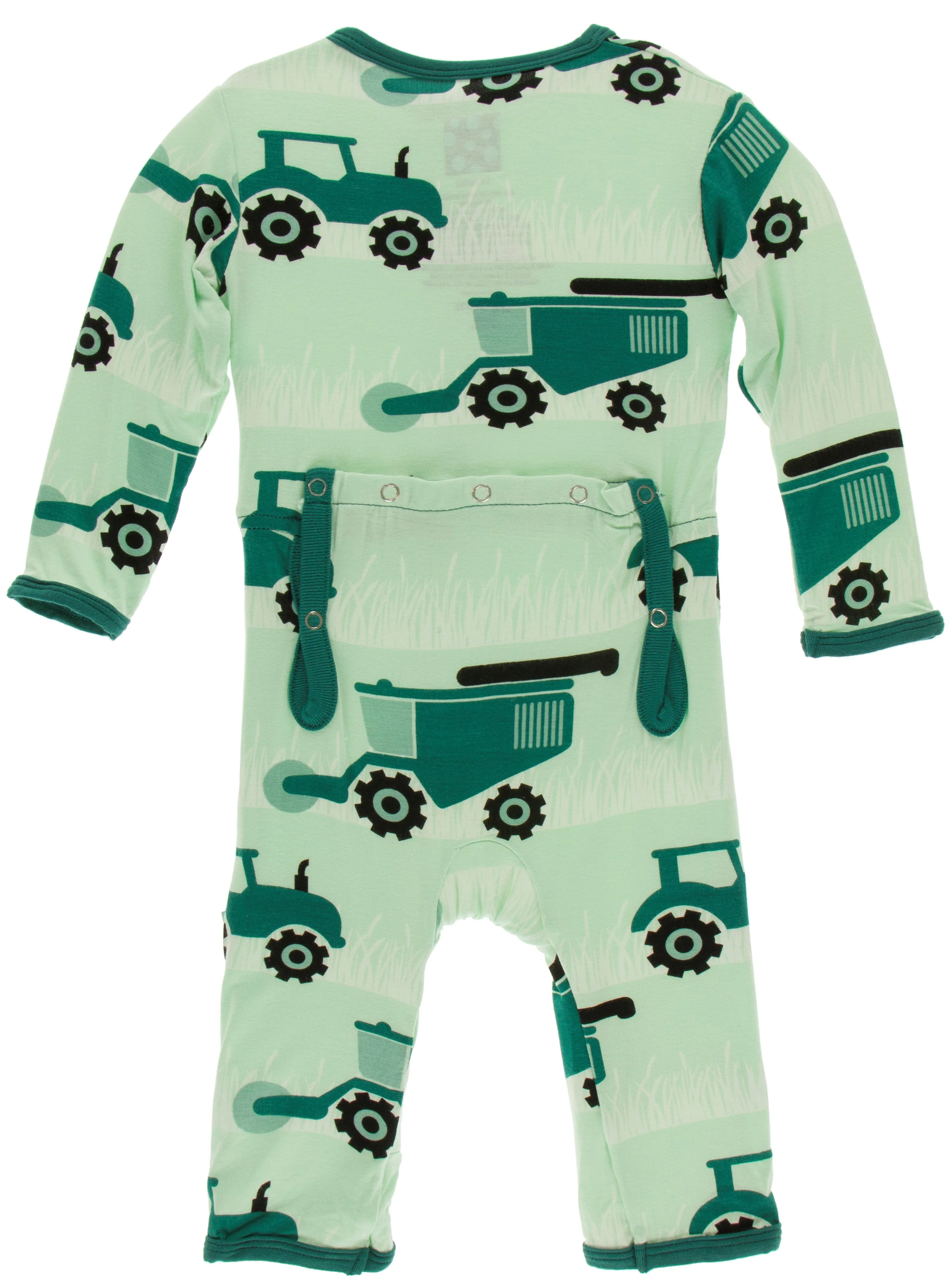 KicKee Pants Pistachio Tractors and Wheat Coverall with Zipper