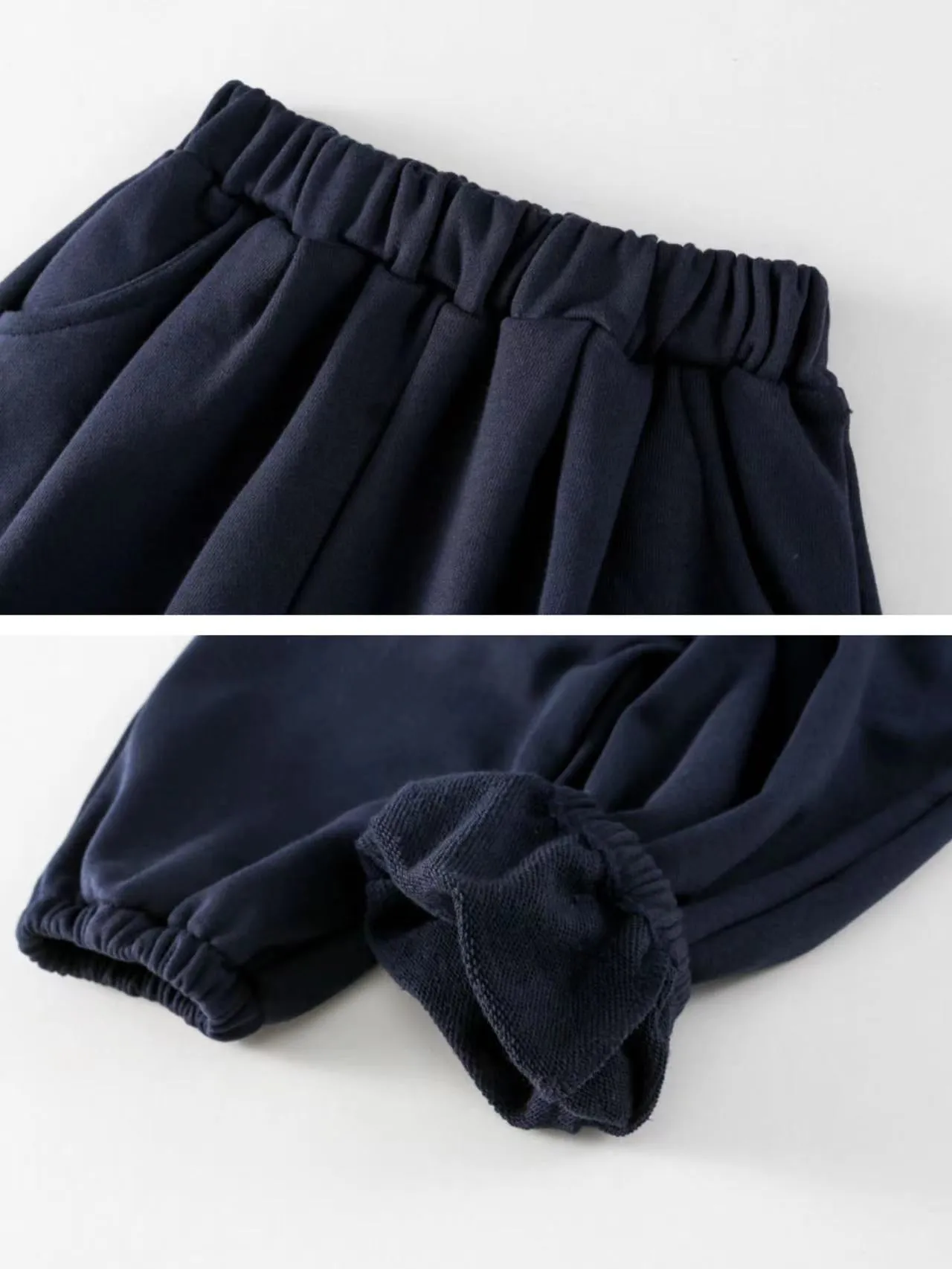 Kids' Casual Basic Plain Soft Pant Fall Navy Blue Cotton Bloomers Pants by Kaja Clothing - Hulda Pants