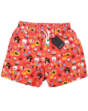 Kiton Swim Shorts S Pink Love Novelty - Men Swimwear SALE