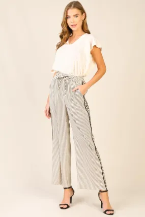 Leopard Contrast Stripe Wide Leg Pants