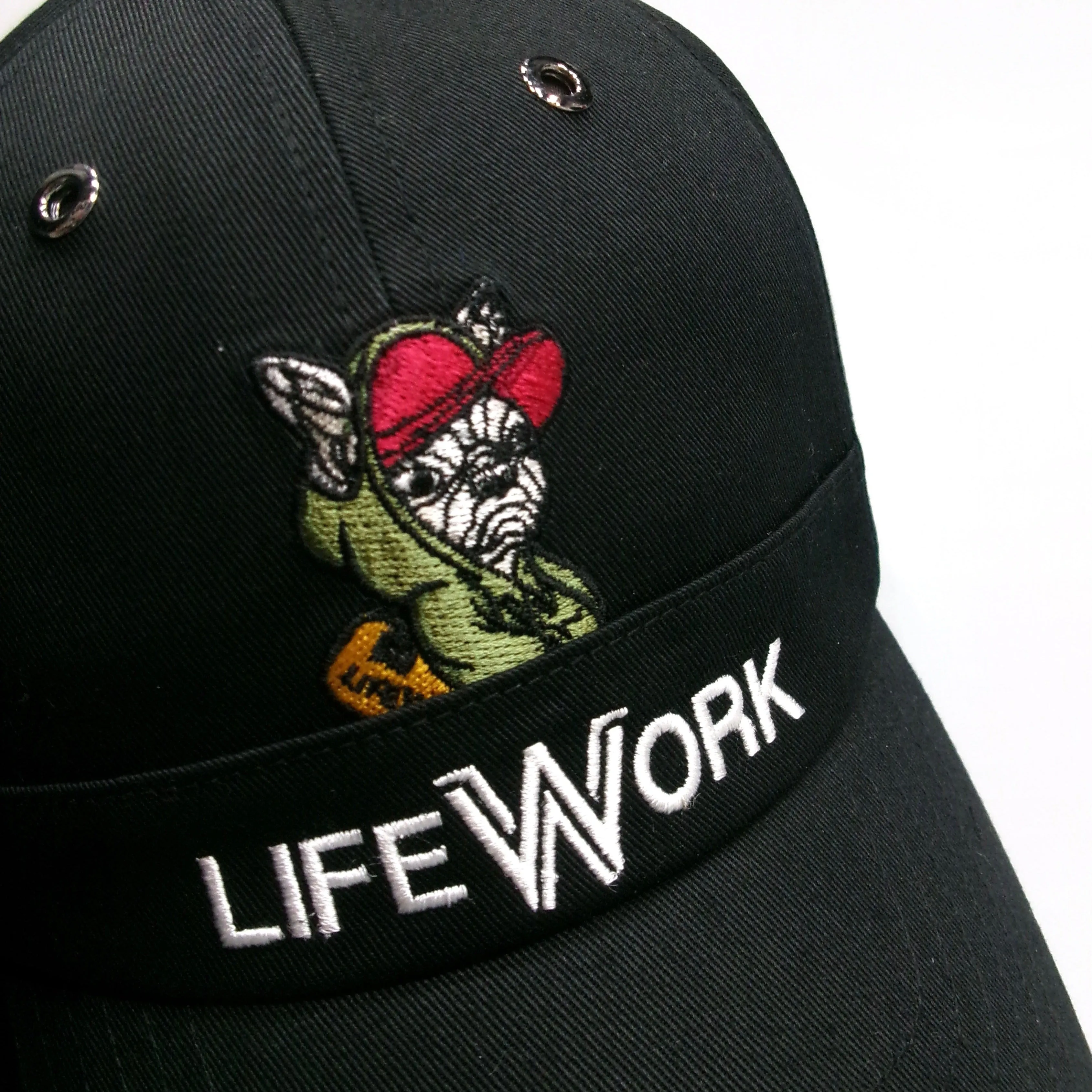 LifeWork Hoodie Dog Embroidered Baseball Cap Black