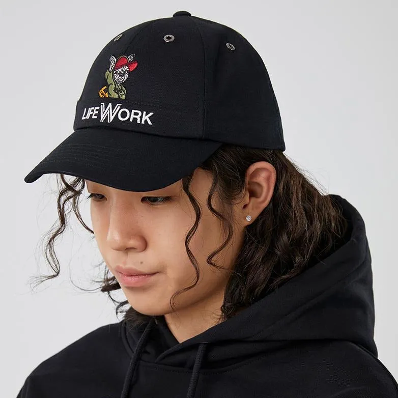 LifeWork Hoodie Dog Embroidered Baseball Cap Black