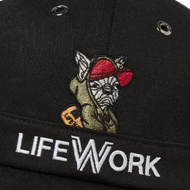 LifeWork Hoodie Dog Embroidered Baseball Cap Black