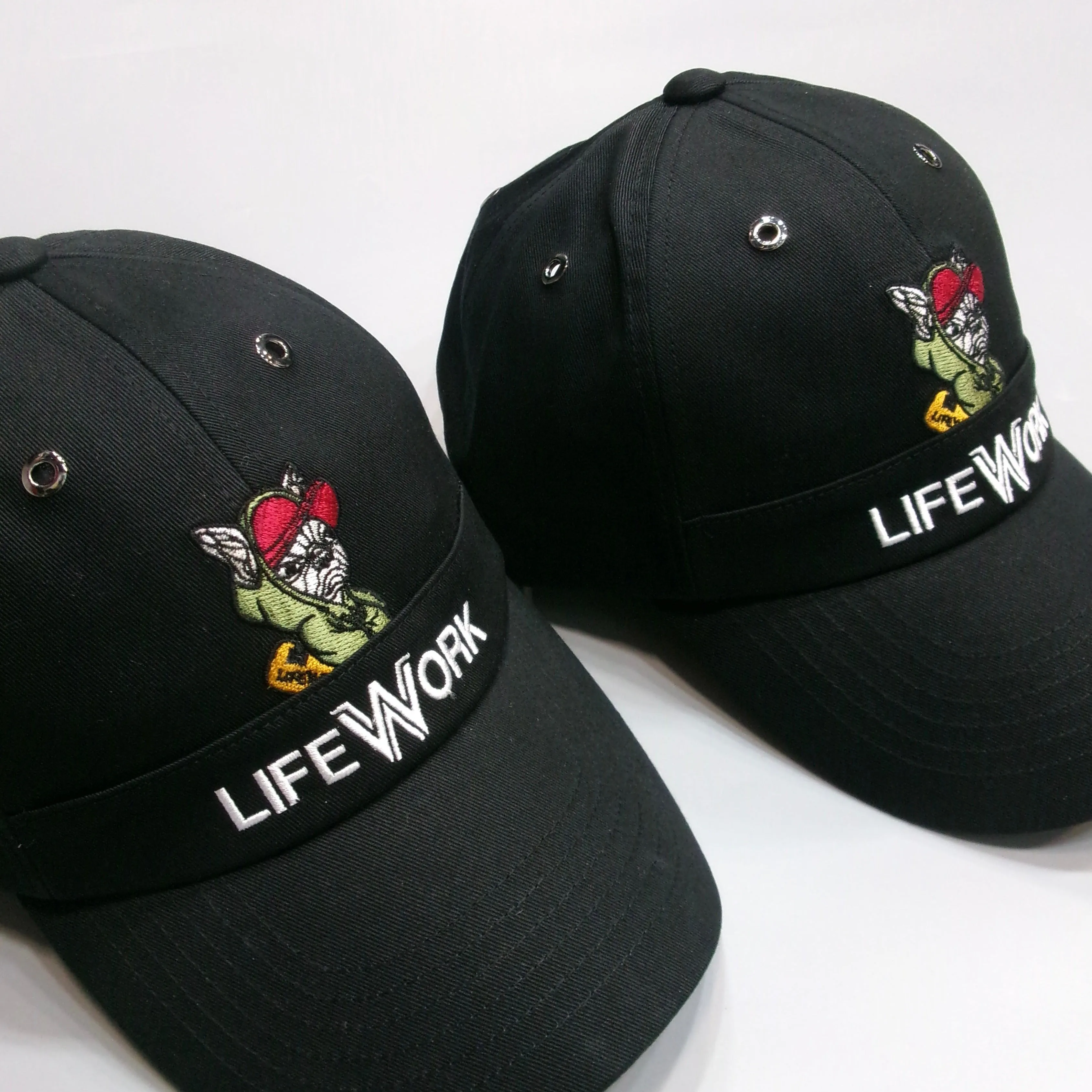 LifeWork Hoodie Dog Embroidered Baseball Cap Black