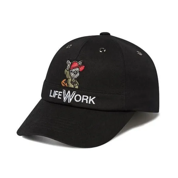 LifeWork Hoodie Dog Embroidered Baseball Cap Black