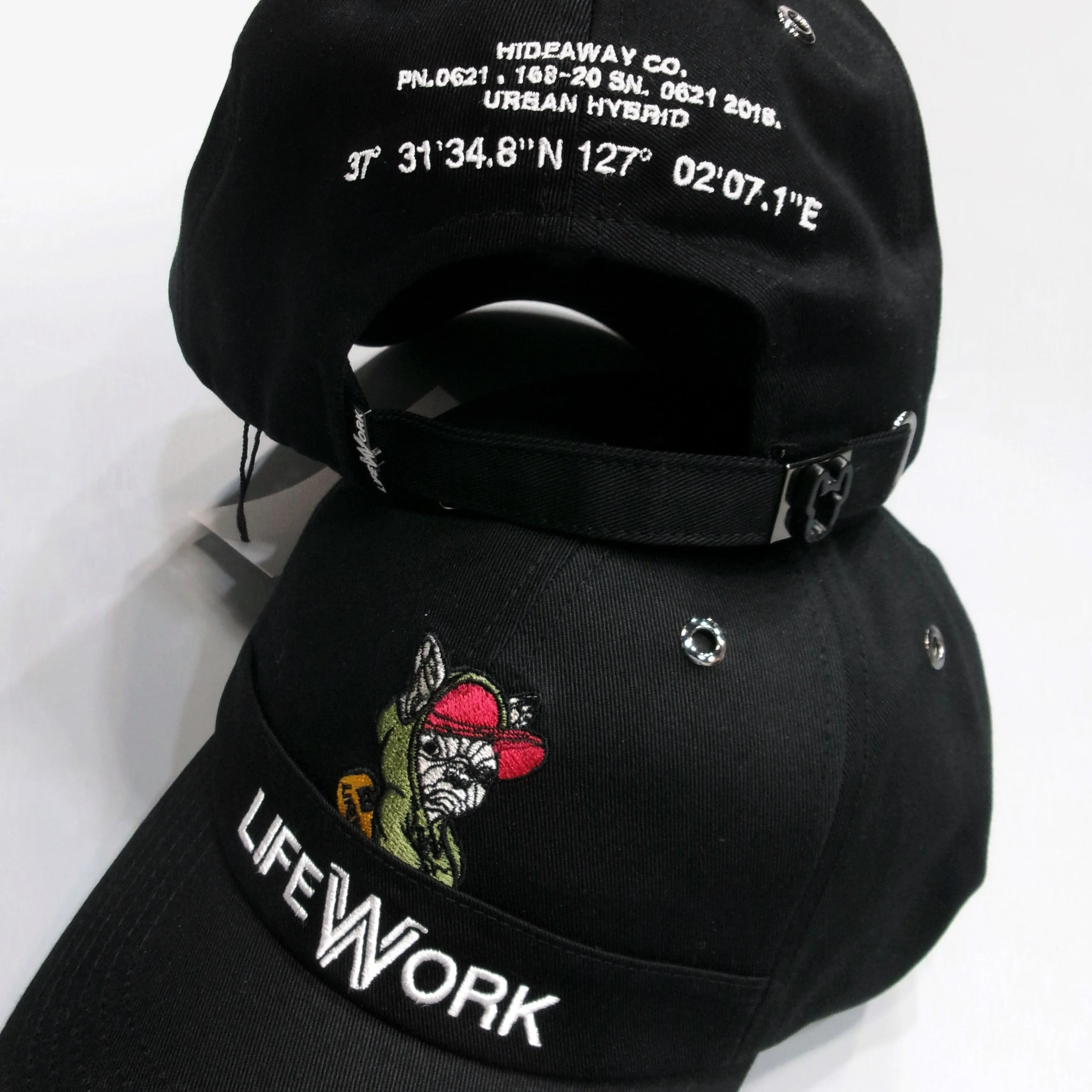 LifeWork Hoodie Dog Embroidered Baseball Cap Black