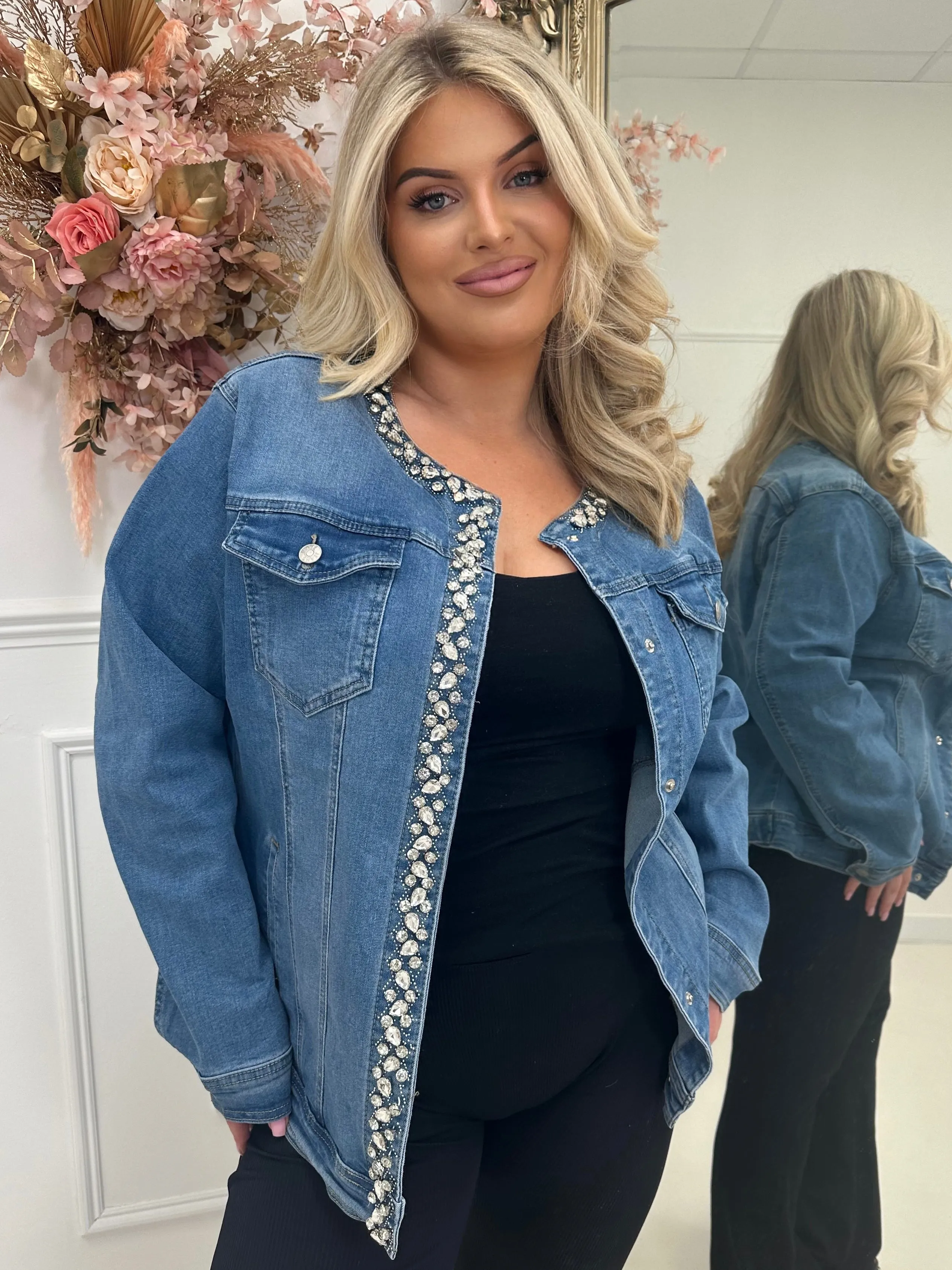 Lola denim diamonte jacket