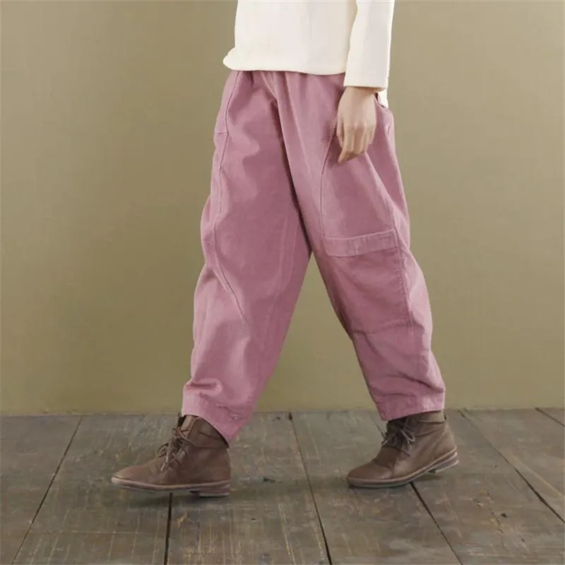 Loose Corduroy Pants With Pockets