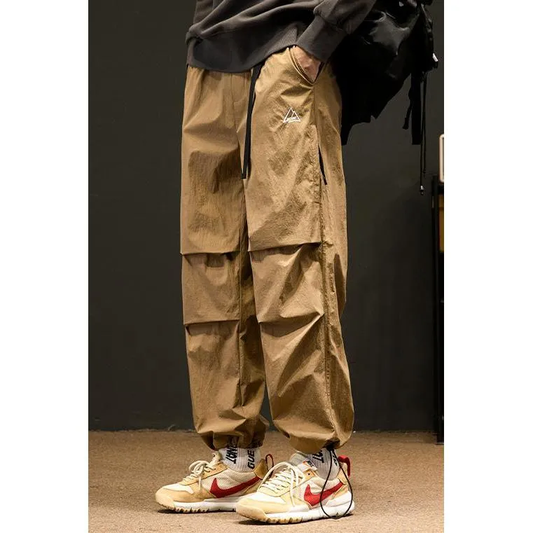 Loose Fit Drawstring Hem Elasticity Tapered Cargo Pants