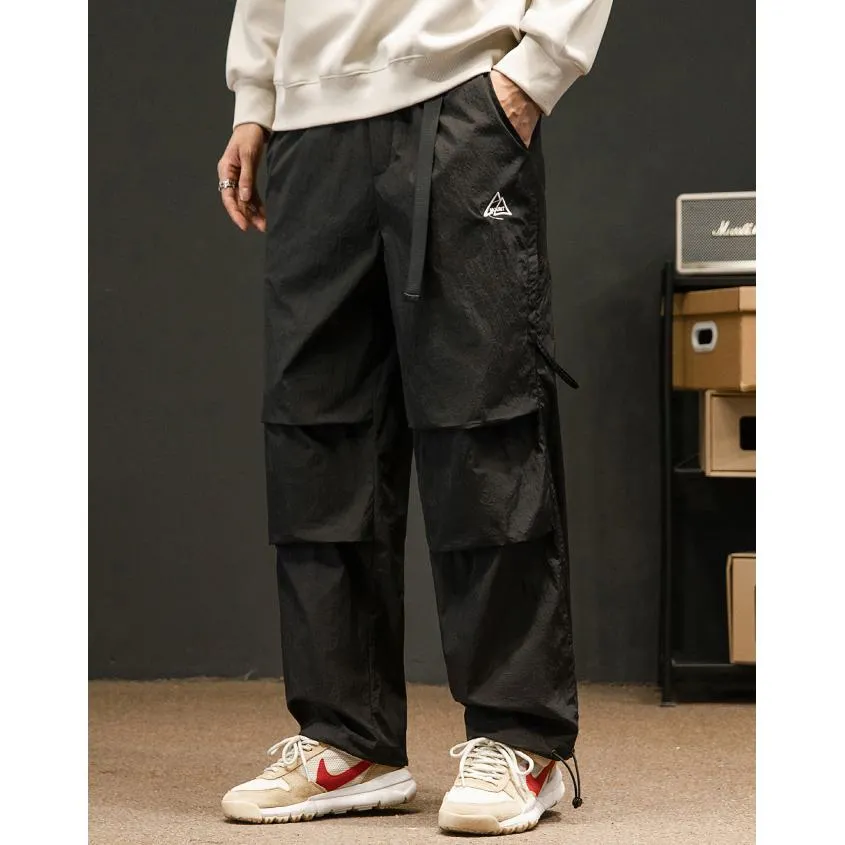 Loose Fit Drawstring Hem Elasticity Tapered Cargo Pants