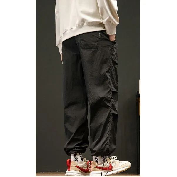 Loose Fit Drawstring Hem Elasticity Tapered Cargo Pants