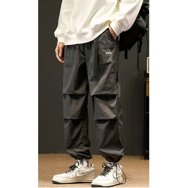 Loose Fit Drawstring Hem Elasticity Tapered Cargo Pants