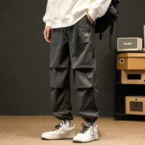 Loose Fit Drawstring Hem Elasticity Tapered Cargo Pants