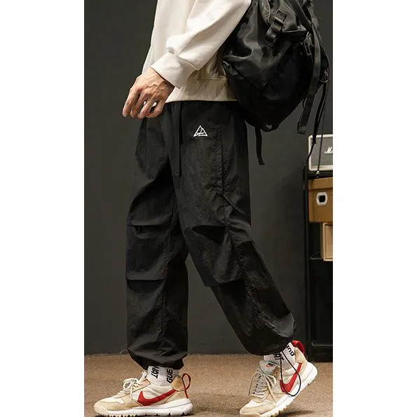 Loose Fit Drawstring Hem Elasticity Tapered Cargo Pants