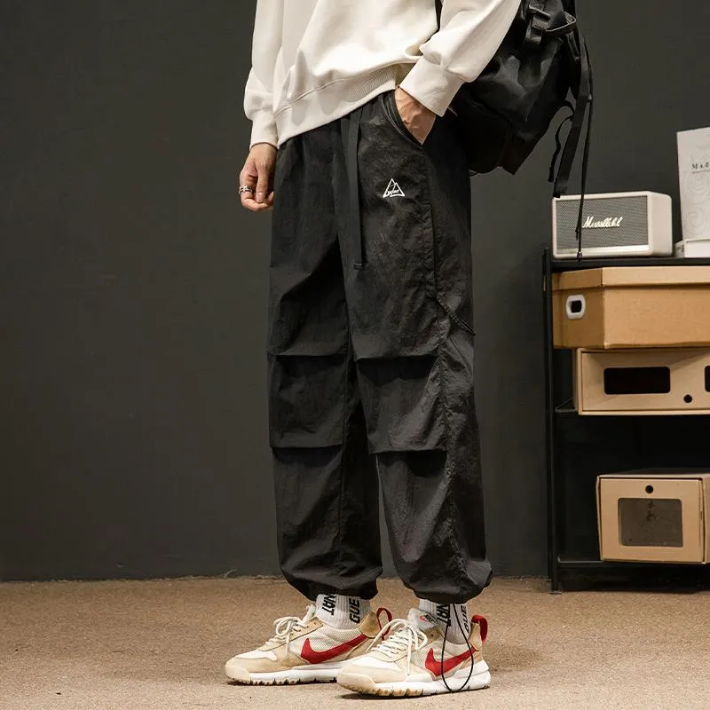 Loose Fit Drawstring Hem Elasticity Tapered Cargo Pants