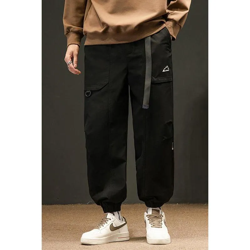 Loose Fit Elasticity Slant Pocket Tapered Cargo Pants