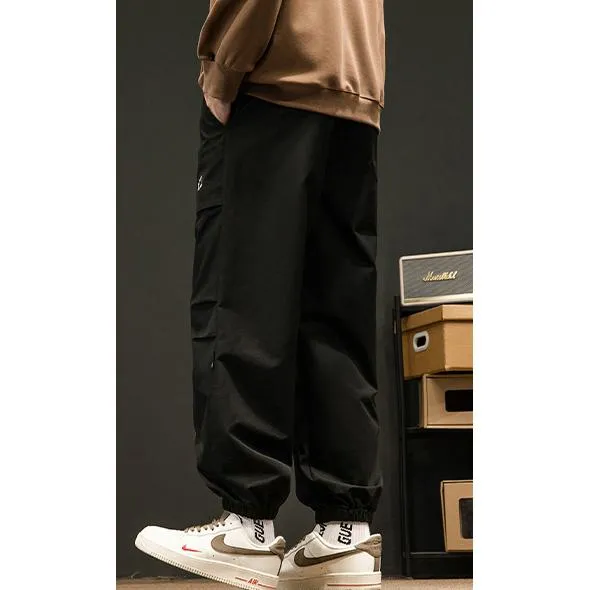 Loose Fit Elasticity Slant Pocket Tapered Cargo Pants