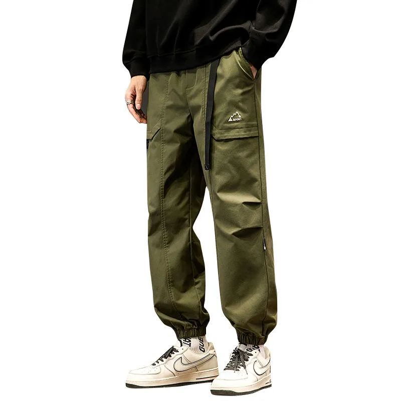 Loose Fit Elasticity Slant Pocket Tapered Cargo Pants