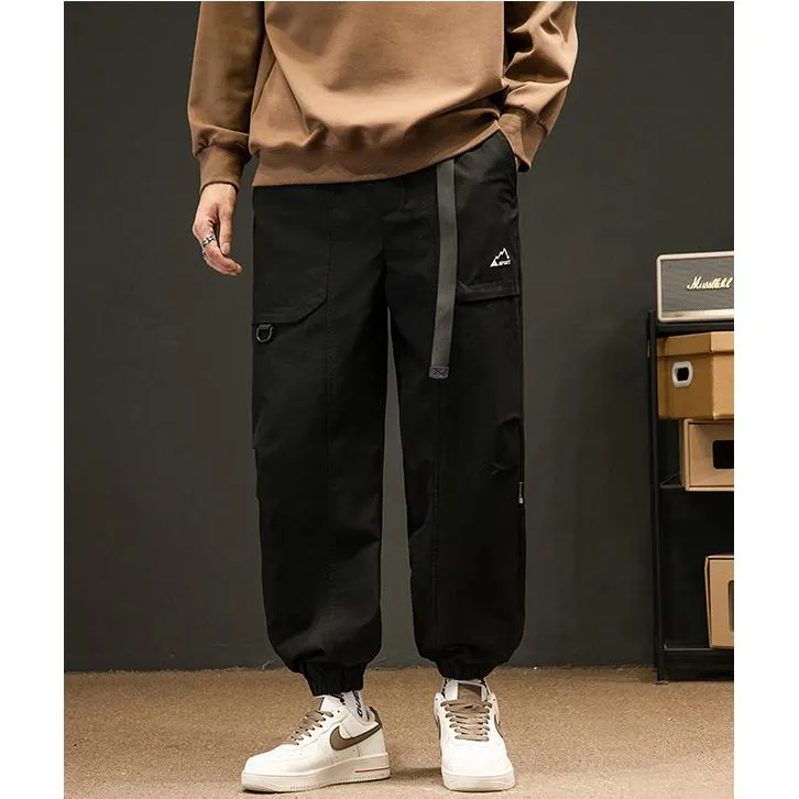 Loose Fit Elasticity Slant Pocket Tapered Cargo Pants