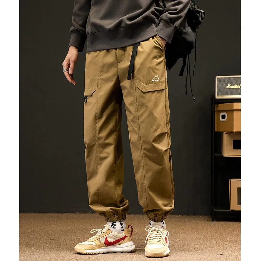 Loose Fit Elasticity Slant Pocket Tapered Cargo Pants