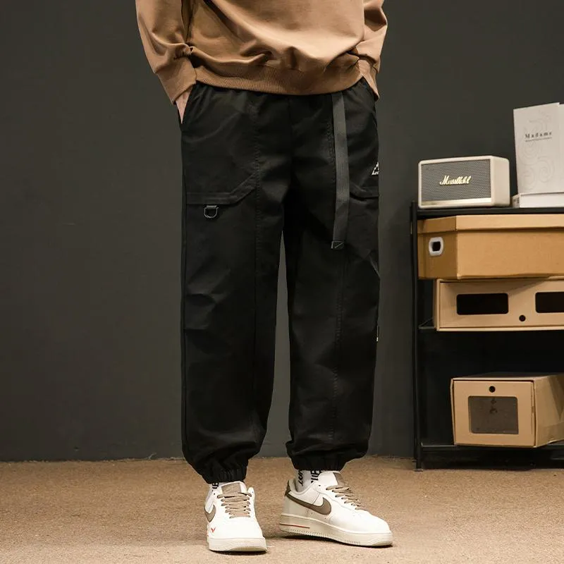 Loose Fit Elasticity Slant Pocket Tapered Cargo Pants