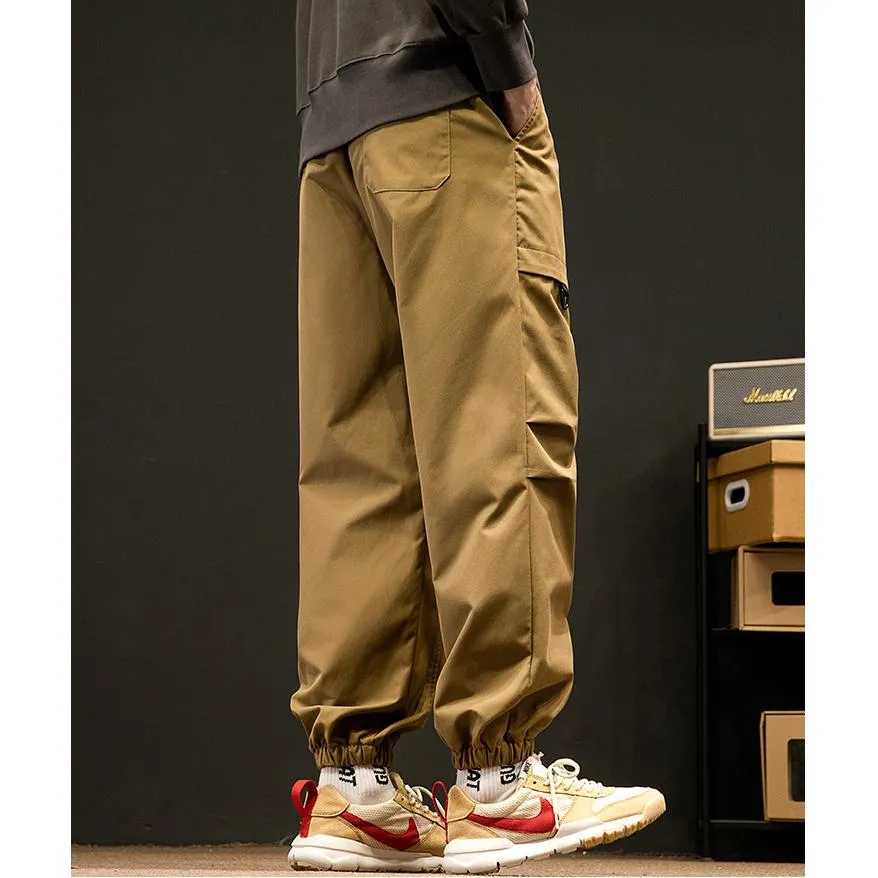 Loose Fit Elasticity Slant Pocket Tapered Cargo Pants