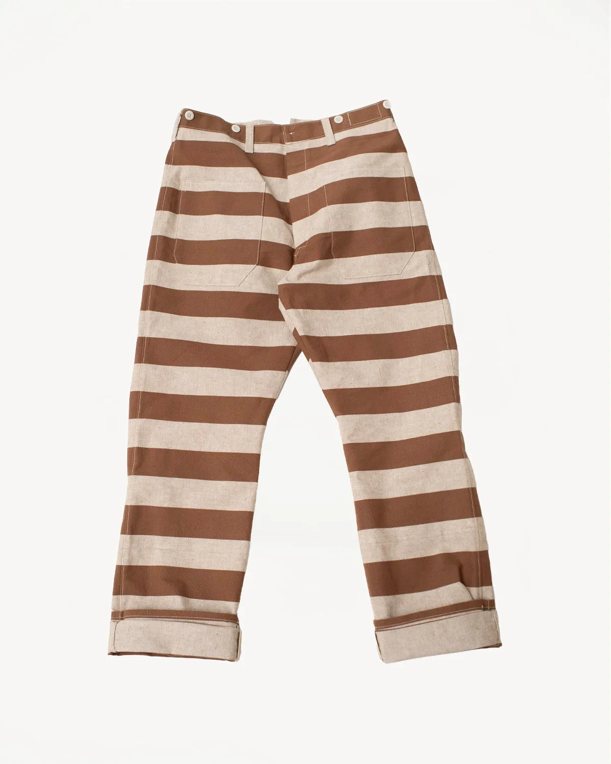 Lot 1230 - Striped Prisoner Pants - Brown