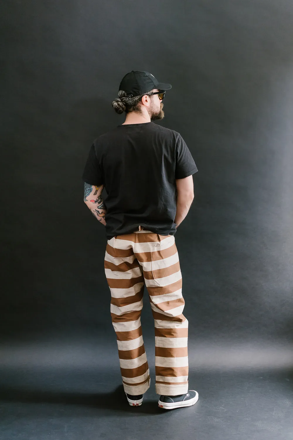 Lot 1230 - Striped Prisoner Pants - Brown