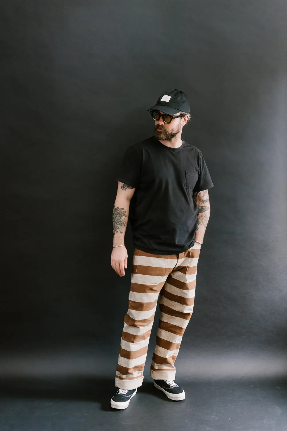 Lot 1230 - Striped Prisoner Pants - Brown