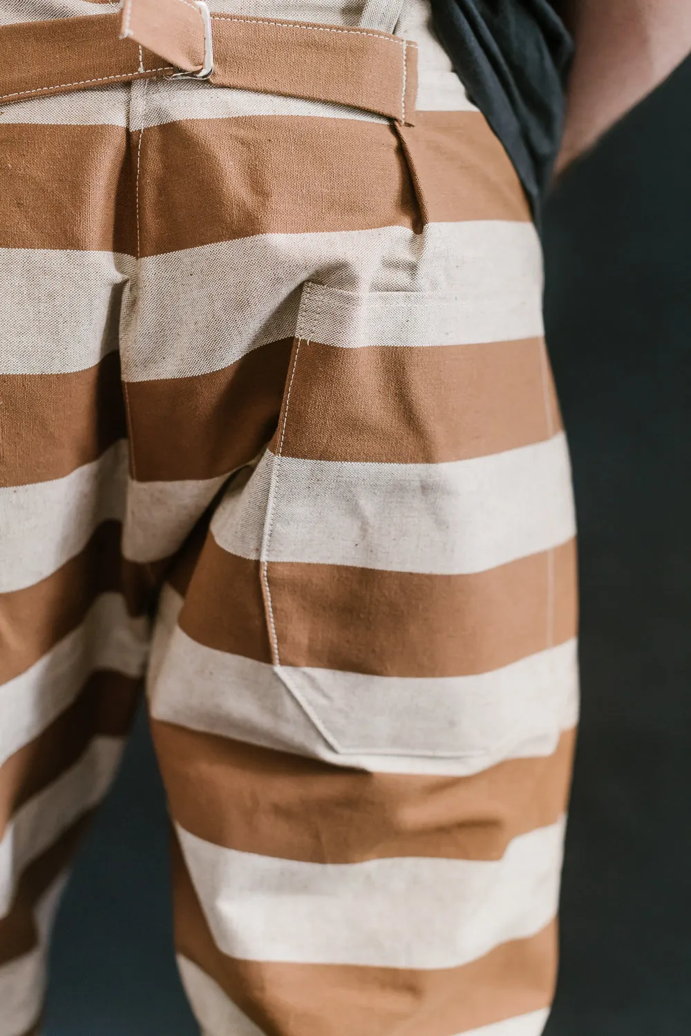 Lot 1230 - Striped Prisoner Pants - Brown