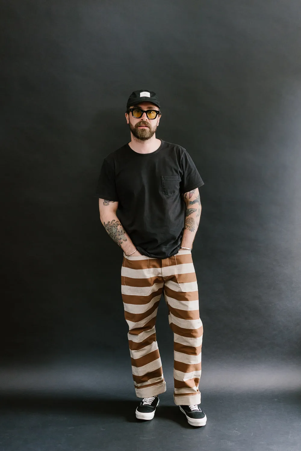 Lot 1230 - Striped Prisoner Pants - Brown