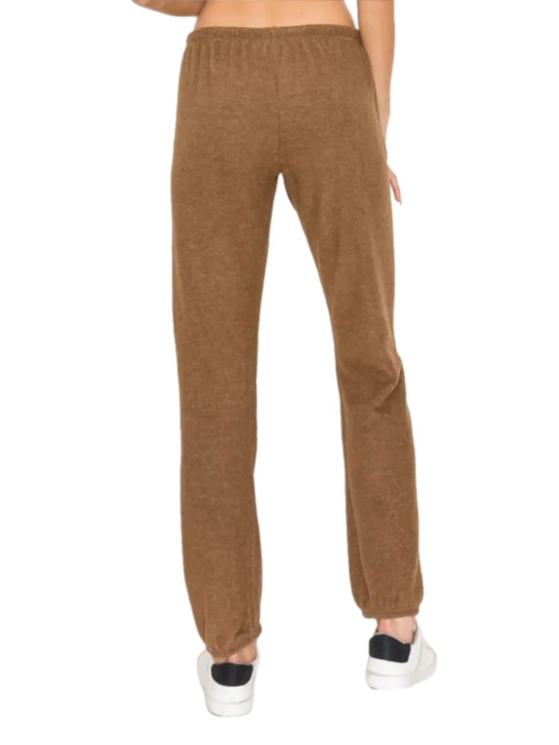 Lounge comfy and cozy pants with elastic drawstring pants with elastic at ankles- H. Brown