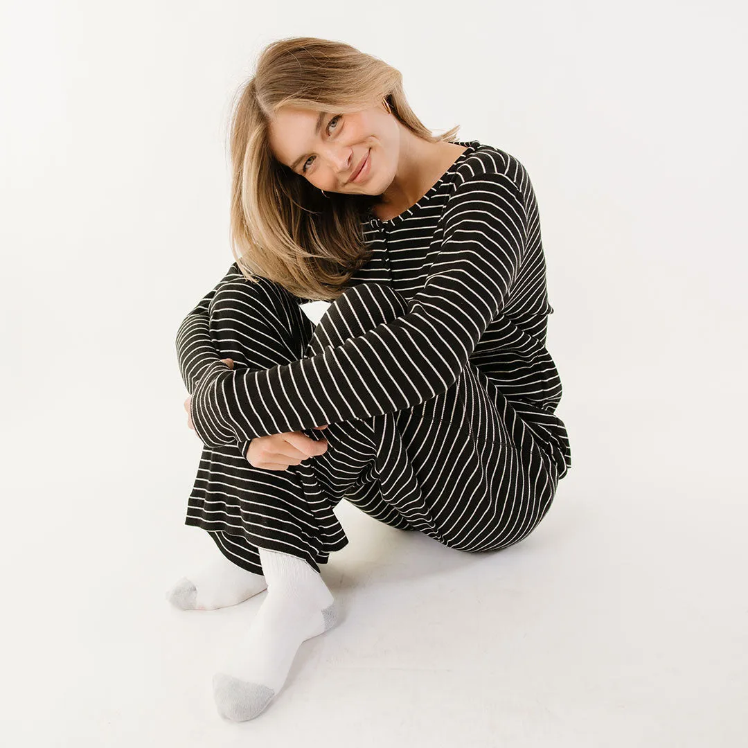 Lounge Pants, Black and White Stripe