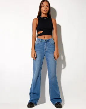 Low Slung Jeans in Blue Wash