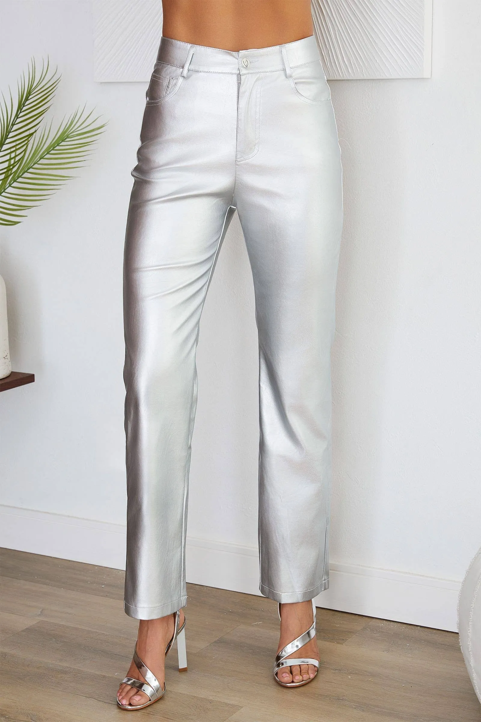 Luna Silver Vegan Leather Pants