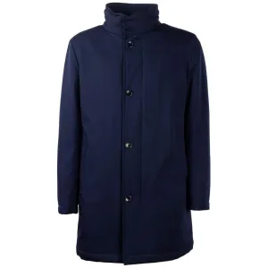 Made in Italy Elegant Blue Virgin Wool Storm System Coat