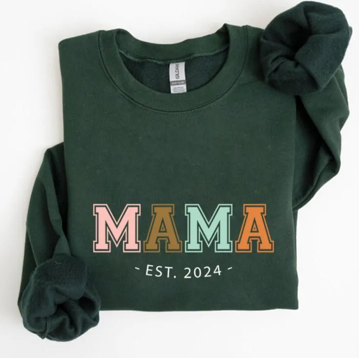 MAMA 2024 Sweatshirt, Mom Sweater, Mama Sweater, Crewneck Sweater, Gift for Her