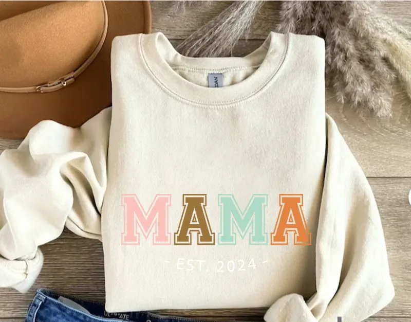 MAMA 2024 Sweatshirt, Mom Sweater, Mama Sweater, Crewneck Sweater, Gift for Her