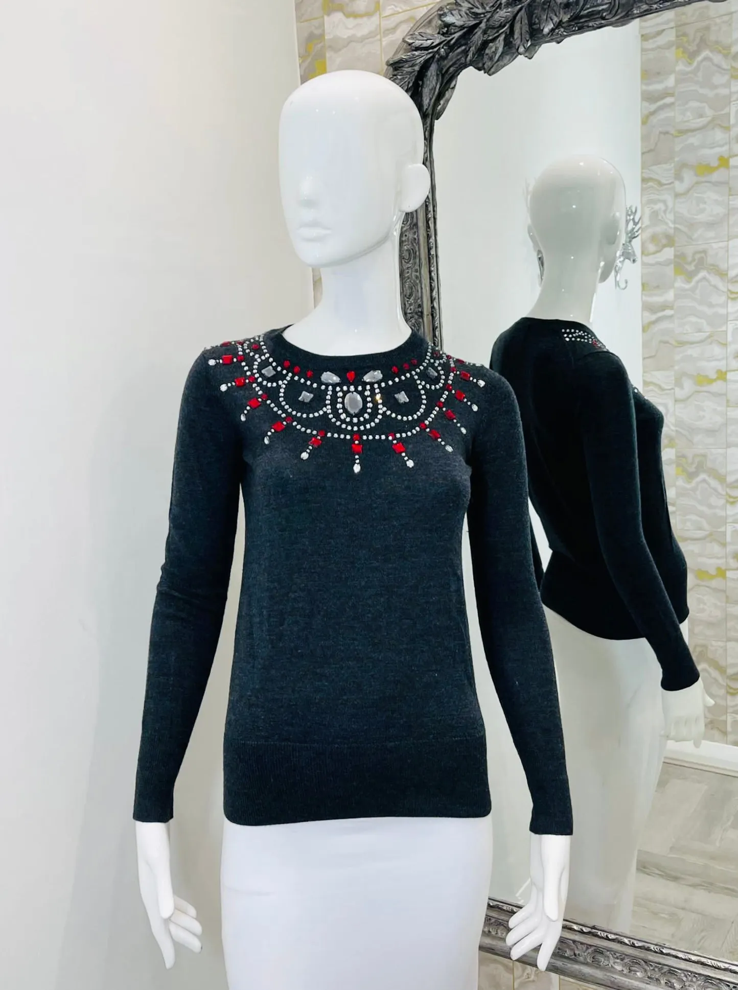 Markus Lupfer Merino Wool & Crystal Jumper. Size XS