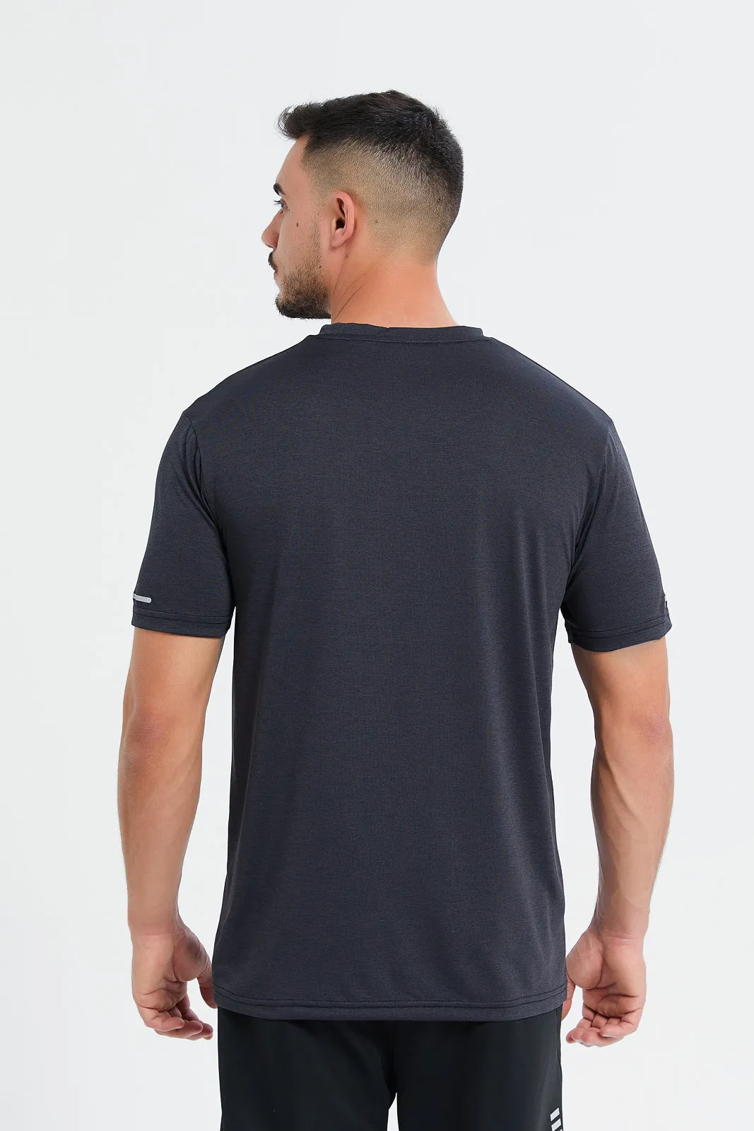 Men Black Active Slim Fit T-Shirt