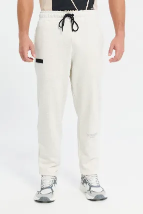 Men Ecru Joggers With Logo