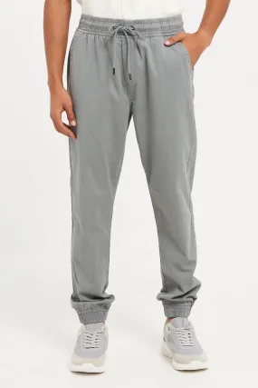 Men Grey Plain Pull On Joggers