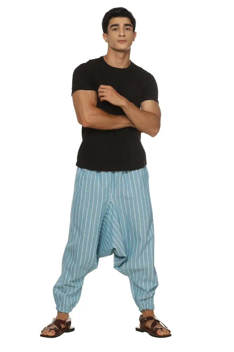 Men's Harem Pant | Blue Stripes | Fits Waist Size 28" to 36"