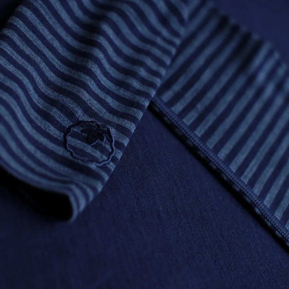 Mens Merino 180 Long Sleeve Crew (Stripe Navy/Denim)