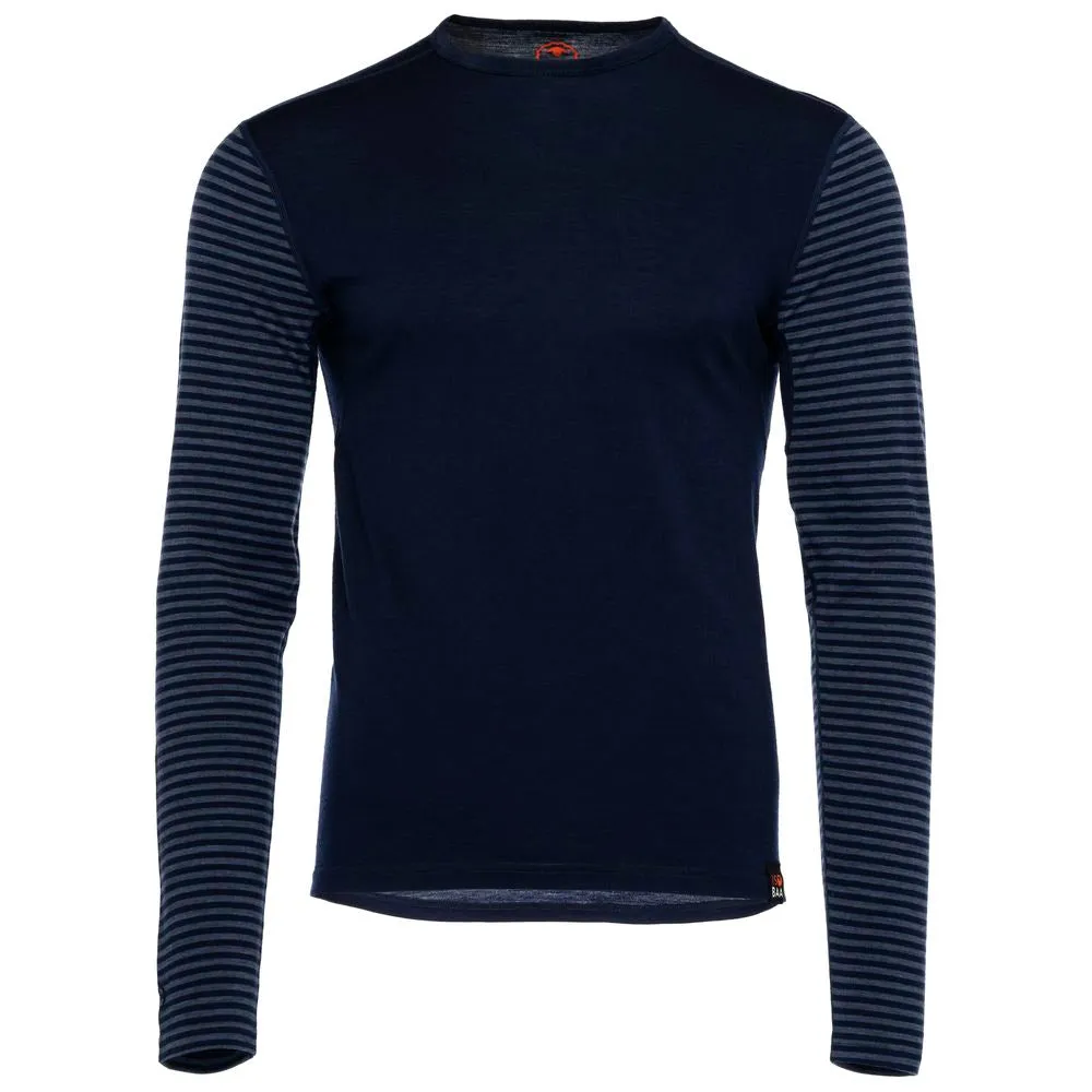 Mens Merino 180 Long Sleeve Crew (Stripe Navy/Denim)