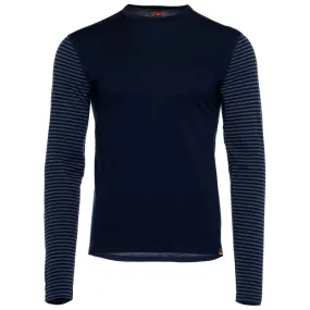 Mens Merino 180 Long Sleeve Crew (Stripe Navy/Denim)