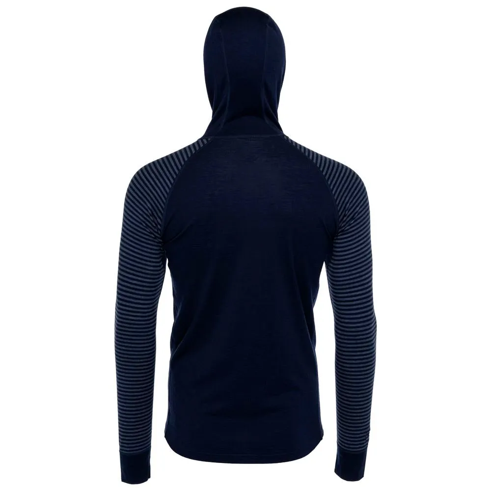 Mens Merino 200 Zip Neck Hoodie (Stripe Navy/Denim)