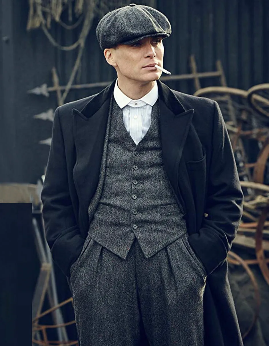 Mens Peaky Blinders Costume Thomas Shelby Grey Herringbone Outfit