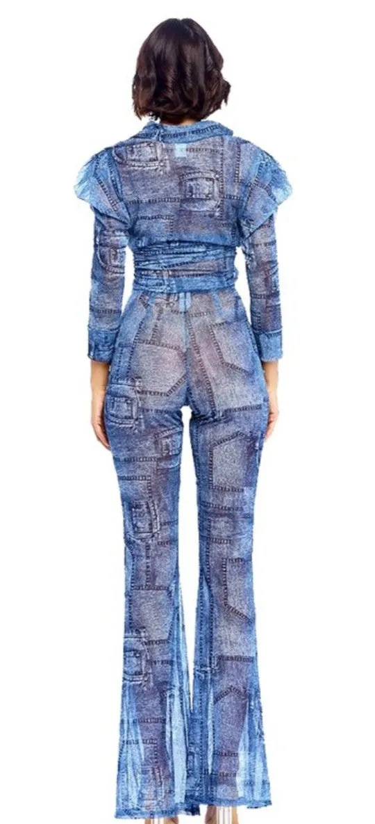 Mesh Denim Set