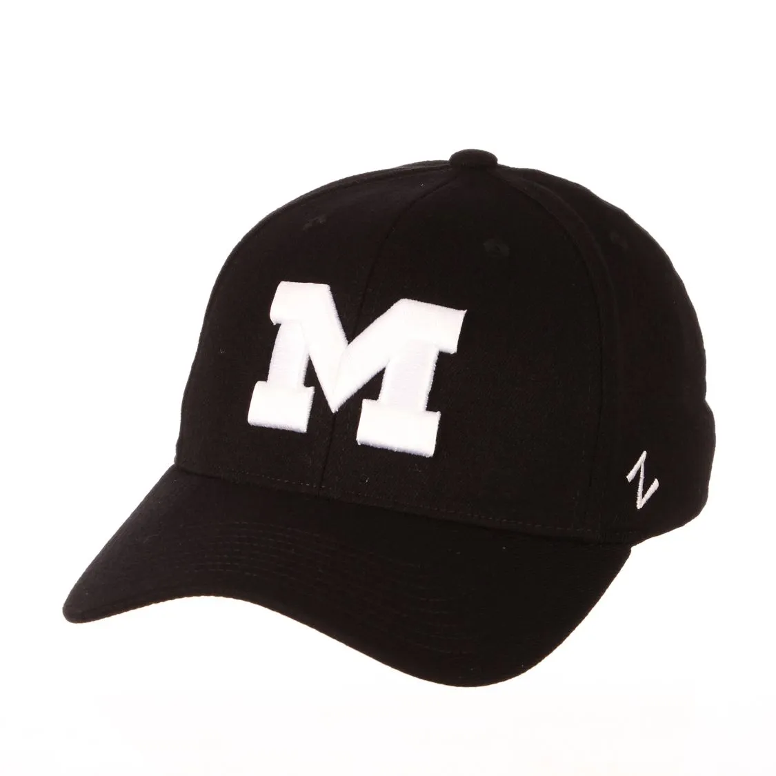 Michigan Wolverines Zephyr "ZH Black" Structured Stretch Fit Fitted Hat Cap